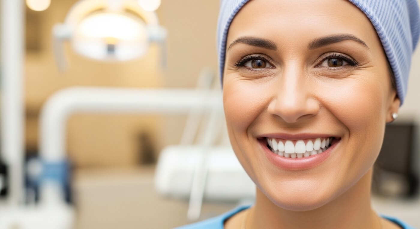 a women with clear smile